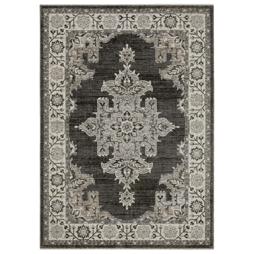 Oriental Weavers Chamberlain CH08B Grey Rectangle Indoor Area Rug Medallion Pattern-