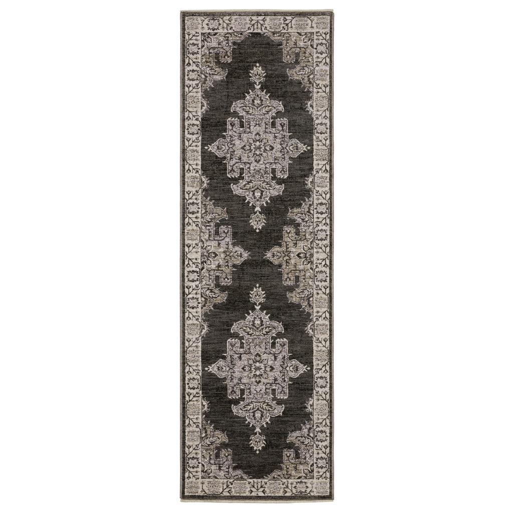 Oriental Weavers Chamberlain CH08B Grey Rectangle Indoor Runner Medallion Pattern-