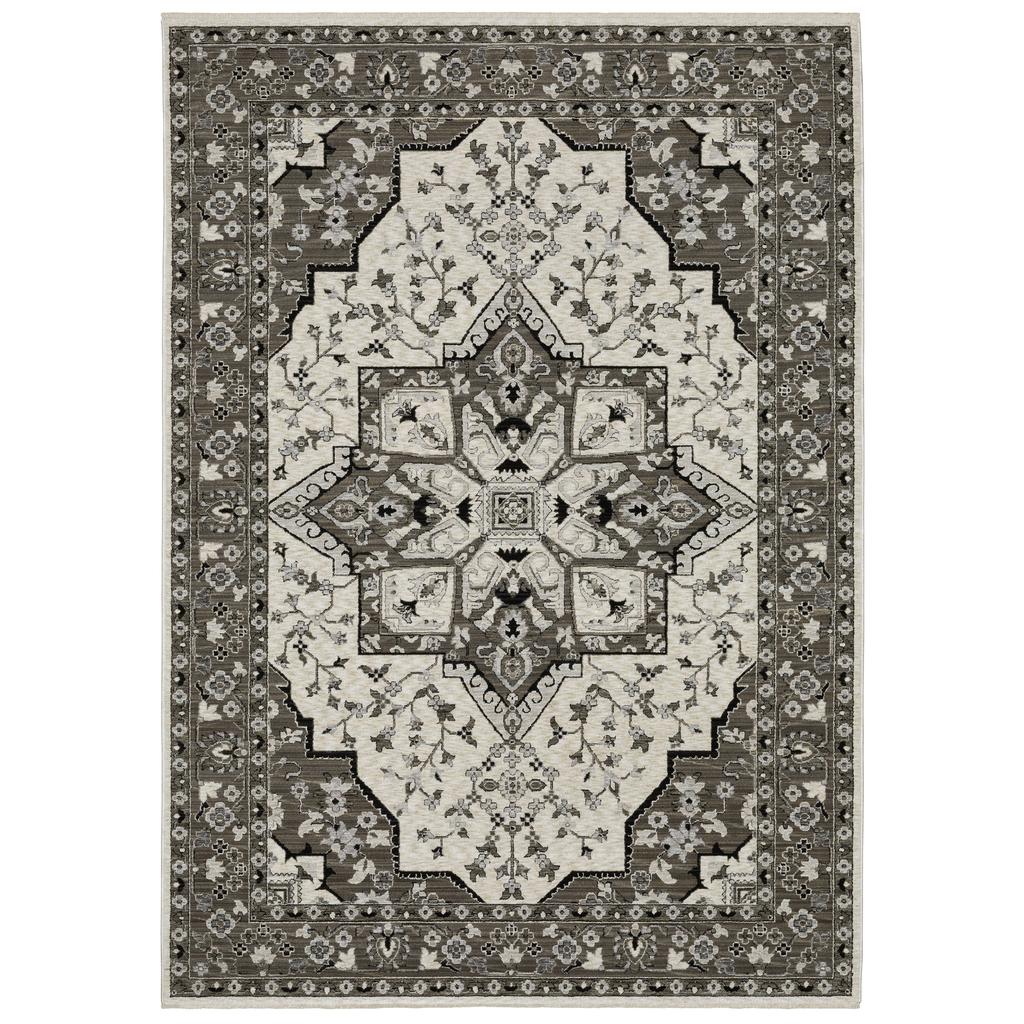 Oriental Weavers Chamberlain CH09A Ivory Rectangle Indoor Area Rug Medallion Pattern-