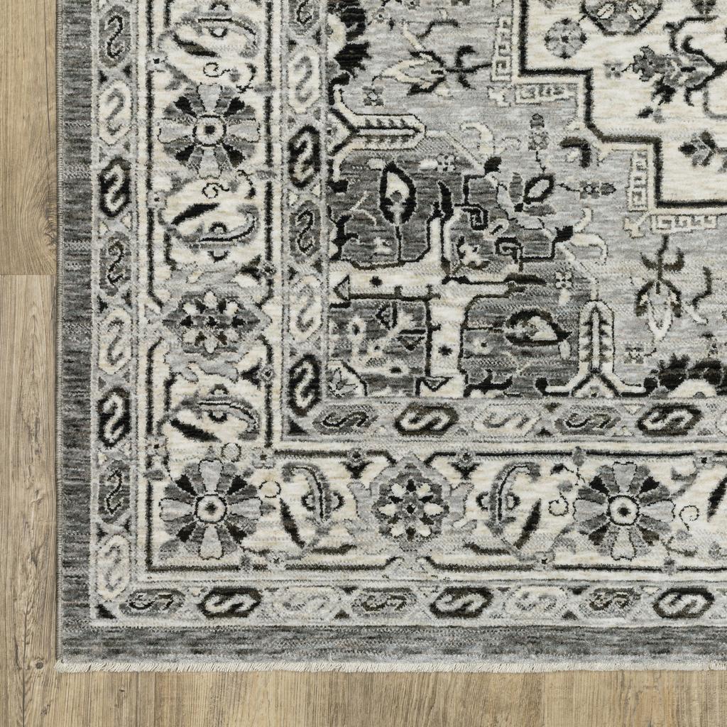 Oriental Weavers Chamberlain CH10L Grey Rectangle Indoor Area Rug Medallion Pattern-