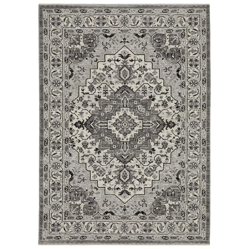 Oriental Weavers Chamberlain CH10L Grey Rectangle Indoor Area Rug Medallion Pattern-