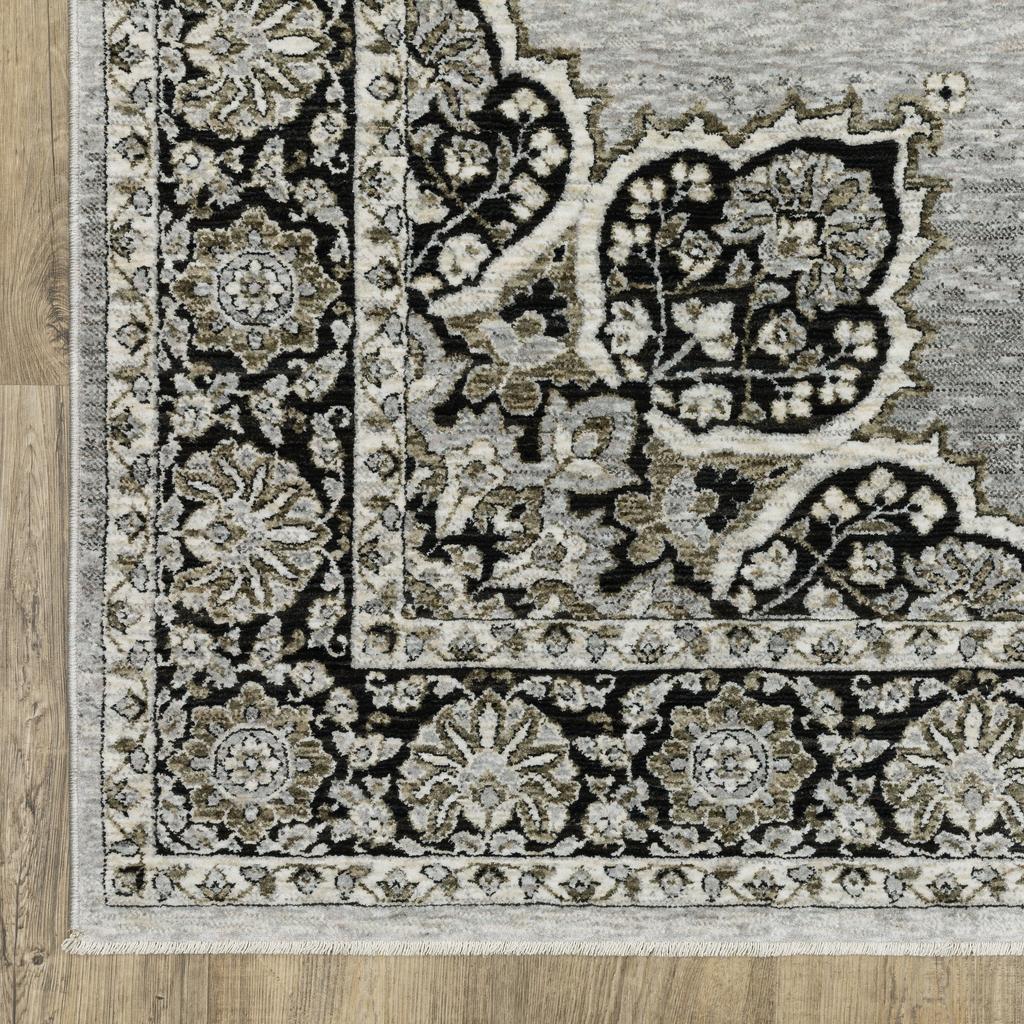 Oriental Weavers Chamberlain CH11L Grey Rectangle Indoor Runner Medallion Pattern-