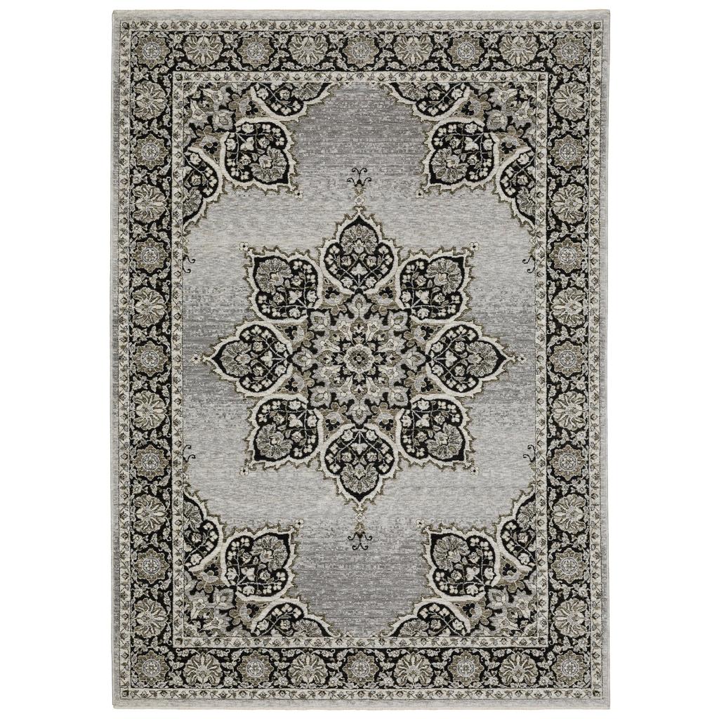 Oriental Weavers Chamberlain CH11L Grey Rectangle Indoor Area Rug Medallion Pattern-