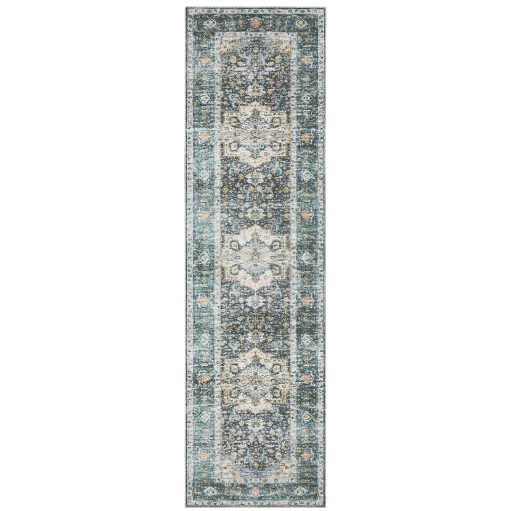 Oriental Weavers Charleston CHA01 Multicolor Rectangle Indoor Runner - Stain Resistant Vintage Style Rug with Medallion Design-