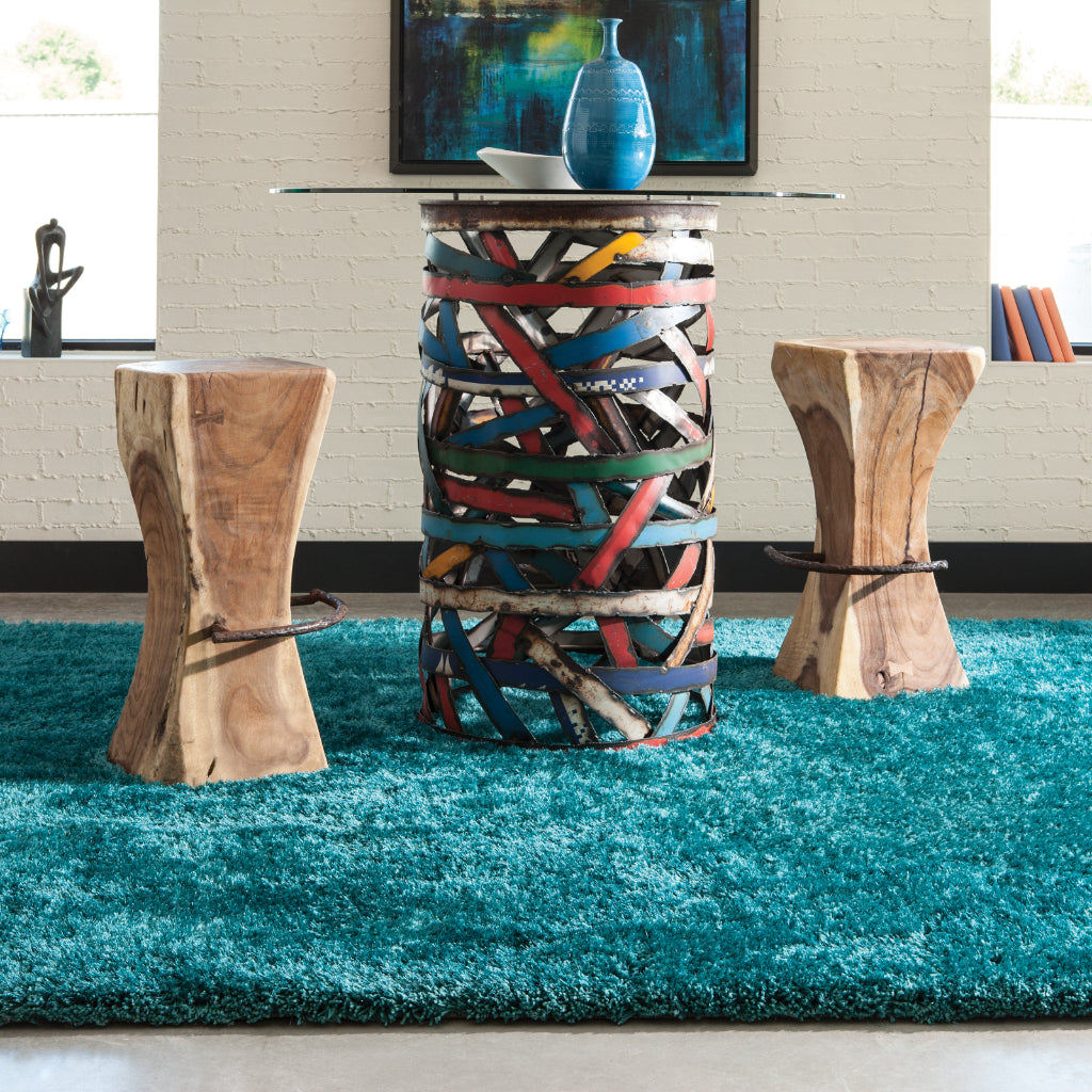 Oriental Weavers Cosmo 81104 Teal Rectangle Indoor Area Rug - Comfortable Stain Resistant Hand Tufted Shag Rug