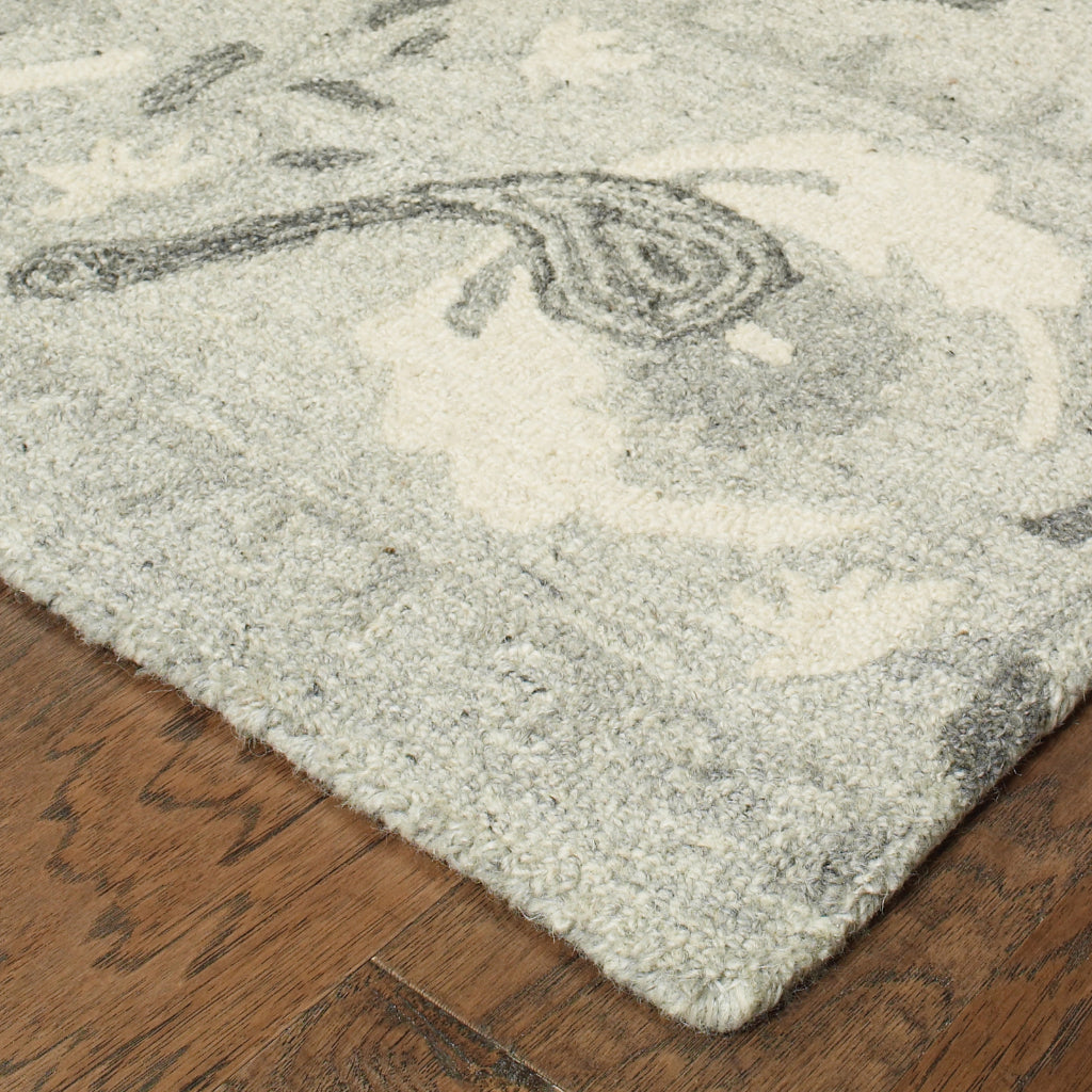 Oriental Weavers Craft 93001 Gray Rectangle Indoor Runner - Cozy Hand Tufted Floral Rug Made of 100% Wool