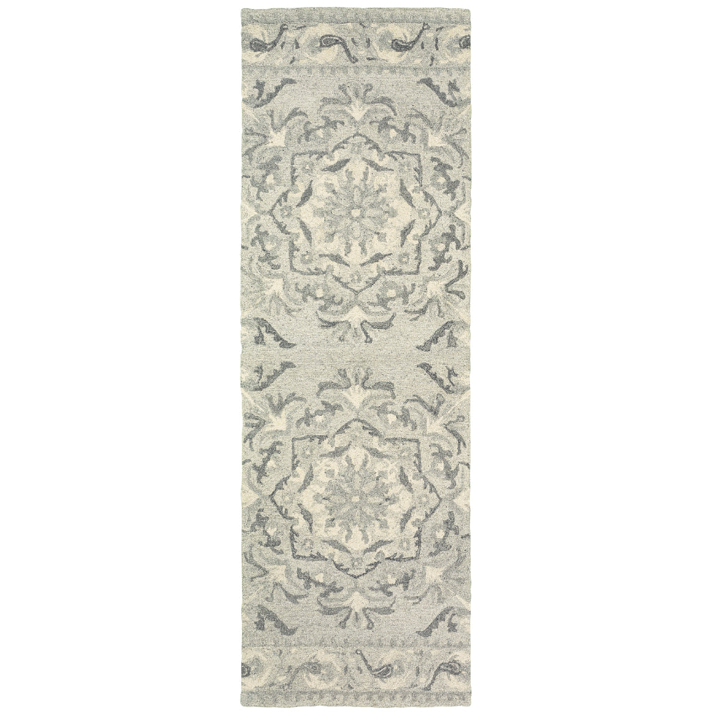 Oriental Weavers Craft 93001 Gray Rectangle Indoor Runner - Cozy Hand Tufted Floral Rug Made of 100% Wool
