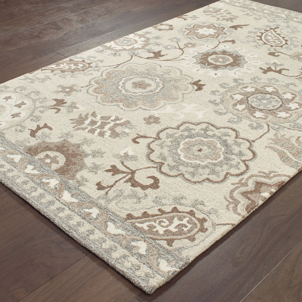 Oriental Weavers Craft 93005 Multicolor Rectangle Indoor Area Rug - Cozy Hand Tufted Floral Rug Made of 100% Wool