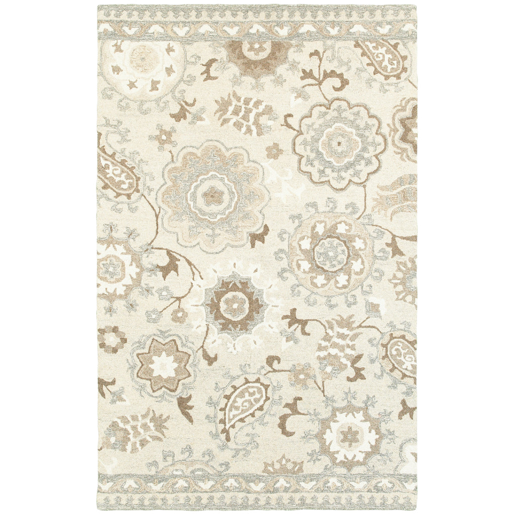 Oriental Weavers Craft 93005 Multicolor Rectangle Indoor Area Rug - Cozy Hand Tufted Floral Rug Made of 100% Wool