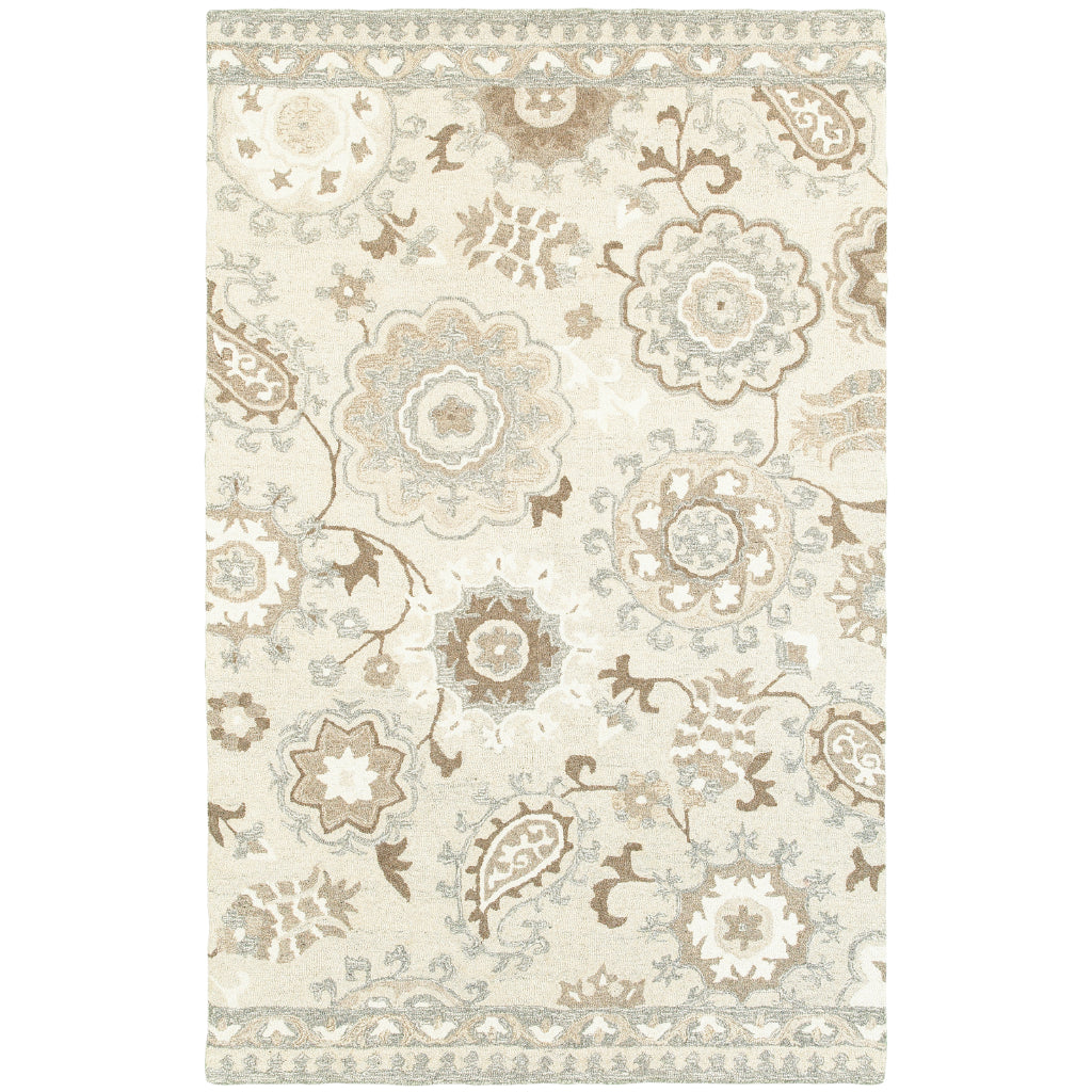 Oriental Weavers Craft 93005 Multicolor Rectangle Indoor Area Rug - Cozy Hand Tufted Floral Rug Made of 100% Wool-