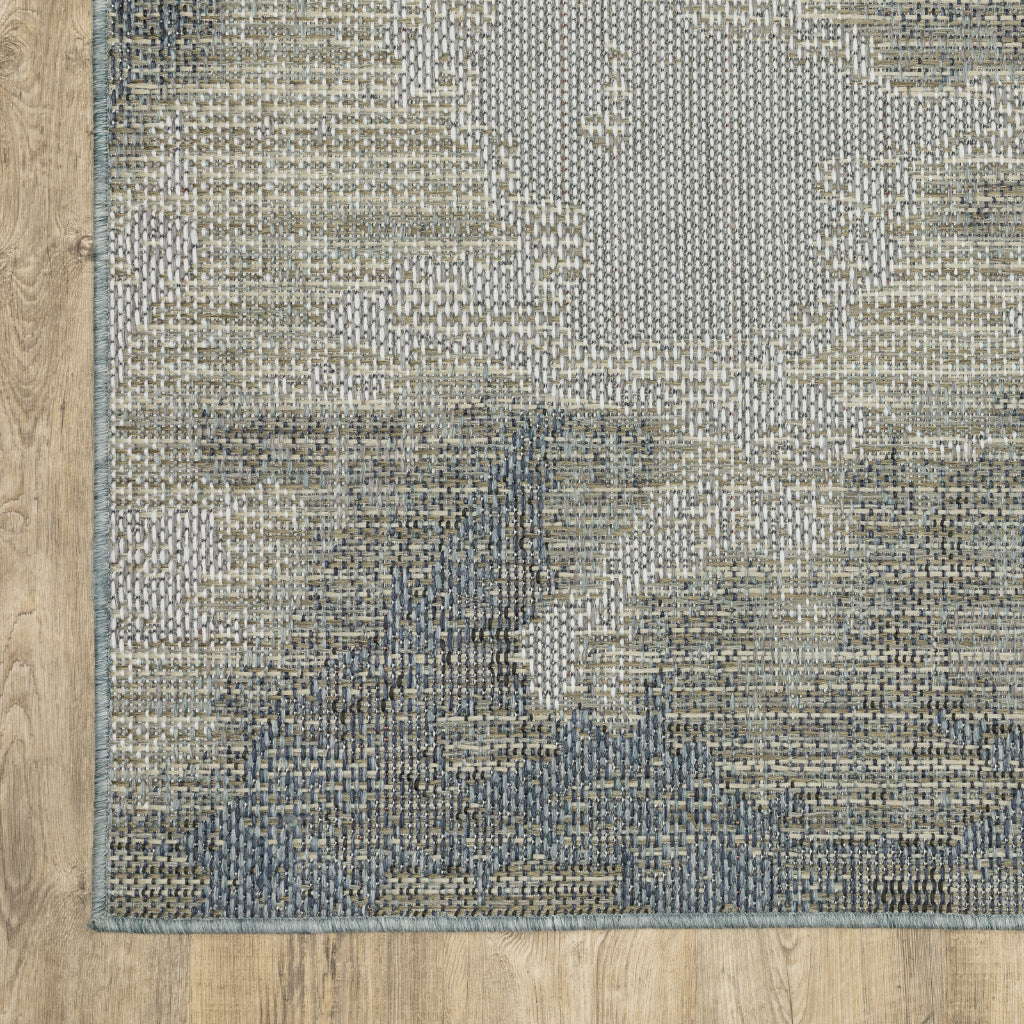 Oriental Weavers Cyprus 2101B Grey/Blue Rectangle Indoor / Outdoor Runner - Stain Resistant Machine Made Entryway &amp; Hallway Runner with Abstract Pattern