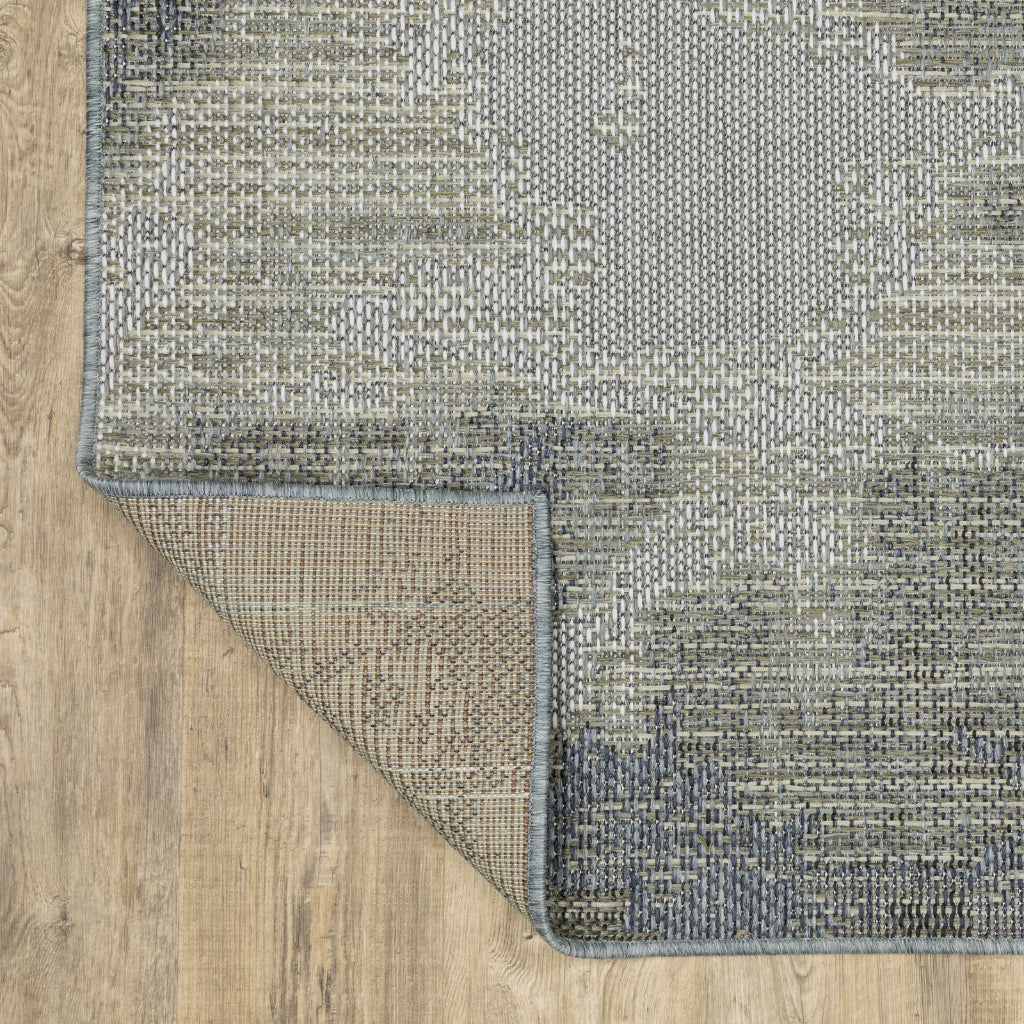 Oriental Weavers Cyprus 2101B Grey/Blue Rectangle Indoor / Outdoor Runner - Stain Resistant Machine Made Entryway &amp; Hallway Runner with Abstract Pattern