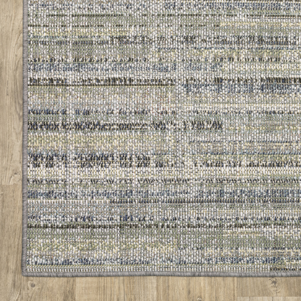 Oriental Weavers Cyprus 2102E Blue/Green Rectangle Indoor / Outdoor Runner - Stain Resistant Machine Made Entryway &amp; Hallway Runner with Striped Pattern