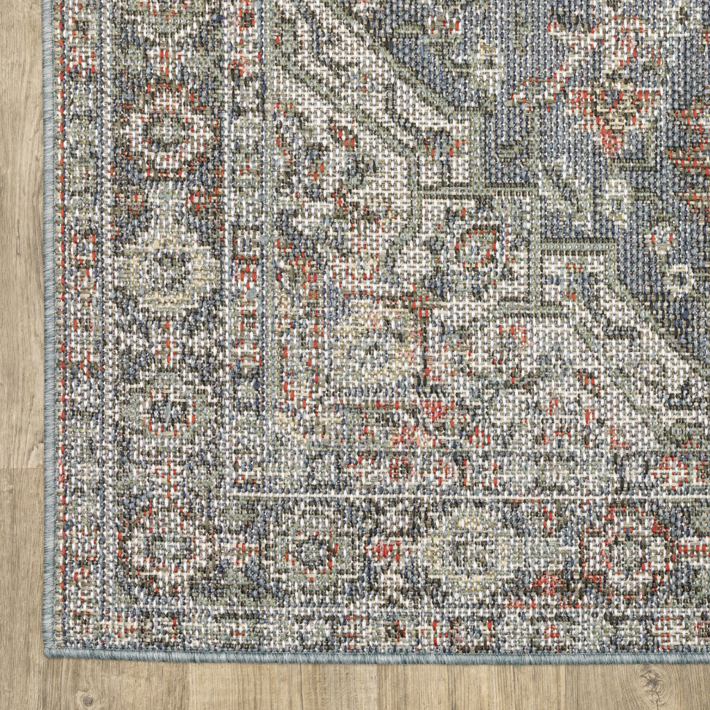 Oriental Weavers Cyprus 429Q4 Grey/Multi Rectangle Indoor / Outdoor Runner - Stain Resistant Machine Made Entryway &amp; Hallway Runner with Medallion Pattern