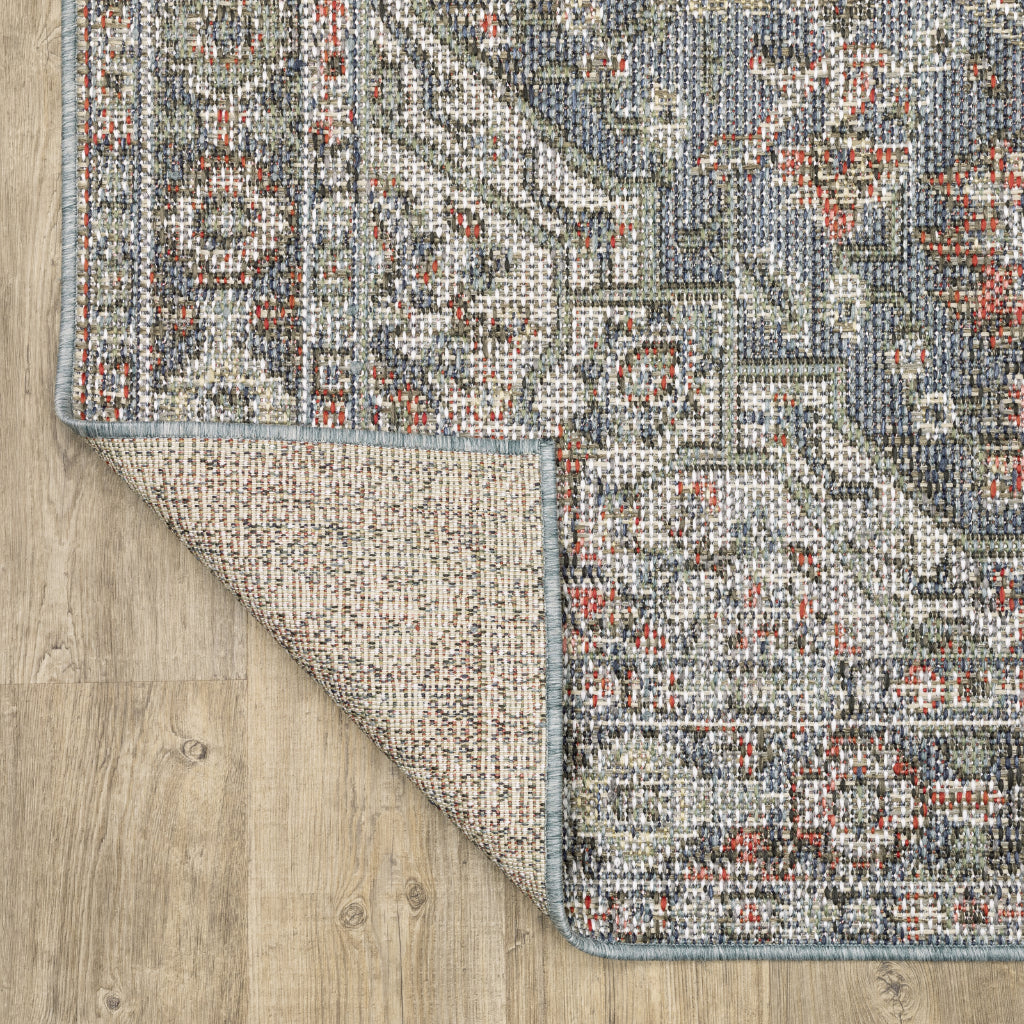 Oriental Weavers Cyprus 429Q4 Grey/Multi Rectangle Indoor / Outdoor Runner - Stain Resistant Machine Made Entryway &amp; Hallway Runner with Medallion Pattern