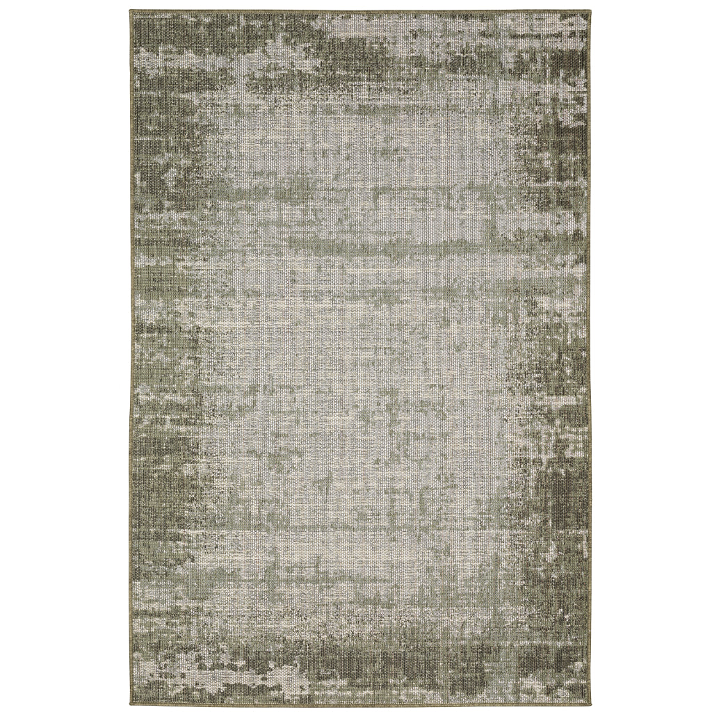 Oriental Weavers Cyprus 4929E Green/Ivory Rectangle Indoor / Outdoor Area Rug - Stain Resistant Machine Made Patio Rug with Abstract Pattern