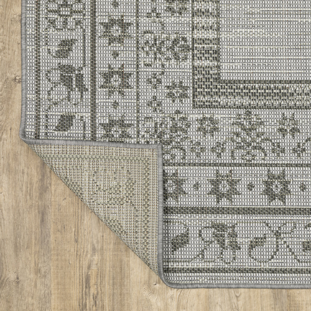 Oriental Weavers Cyprus 6153N Beige/Grey Rectangle Indoor / Outdoor Runner - Stain Resistant Machine Made Entryway &amp; Hallway Runner with Border Pattern