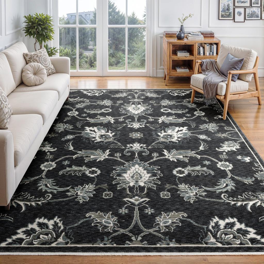Oriental Weavers Echo ECH05 Blue Rectangle Indoor Area Rug Floral Pattern-