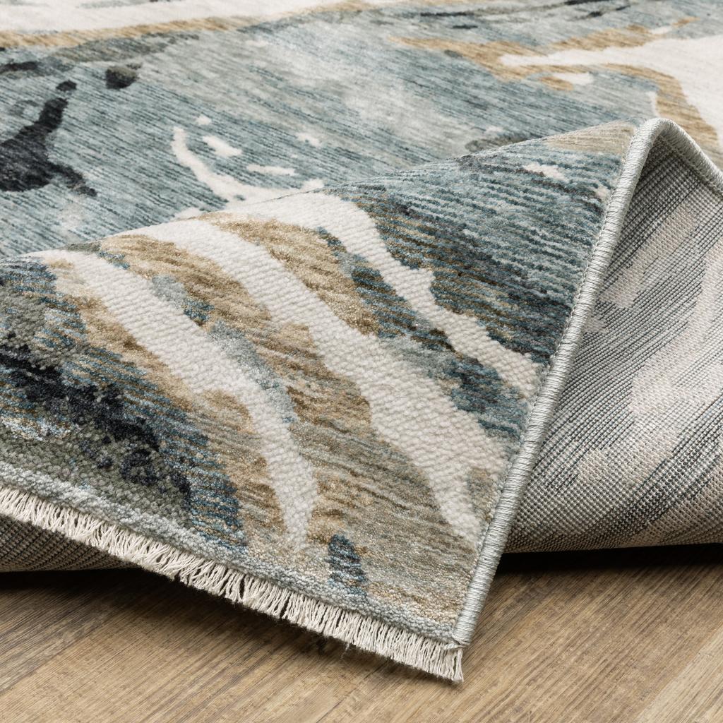 Oriental Weavers Echo ECH07 Blue Rectangle Indoor Runner Abstract Pattern-