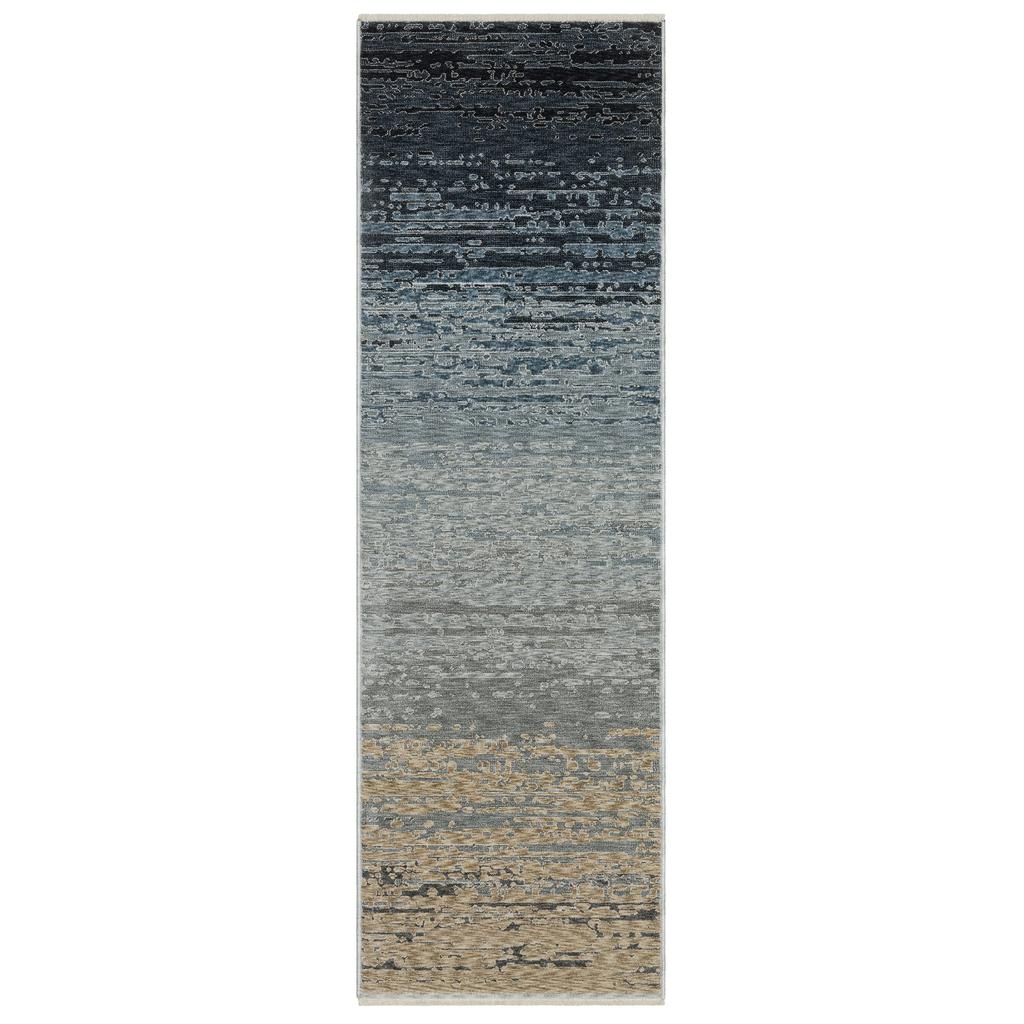 Oriental Weavers Echo ECH09 Blue Rectangle Indoor Runner Ombre Pattern-