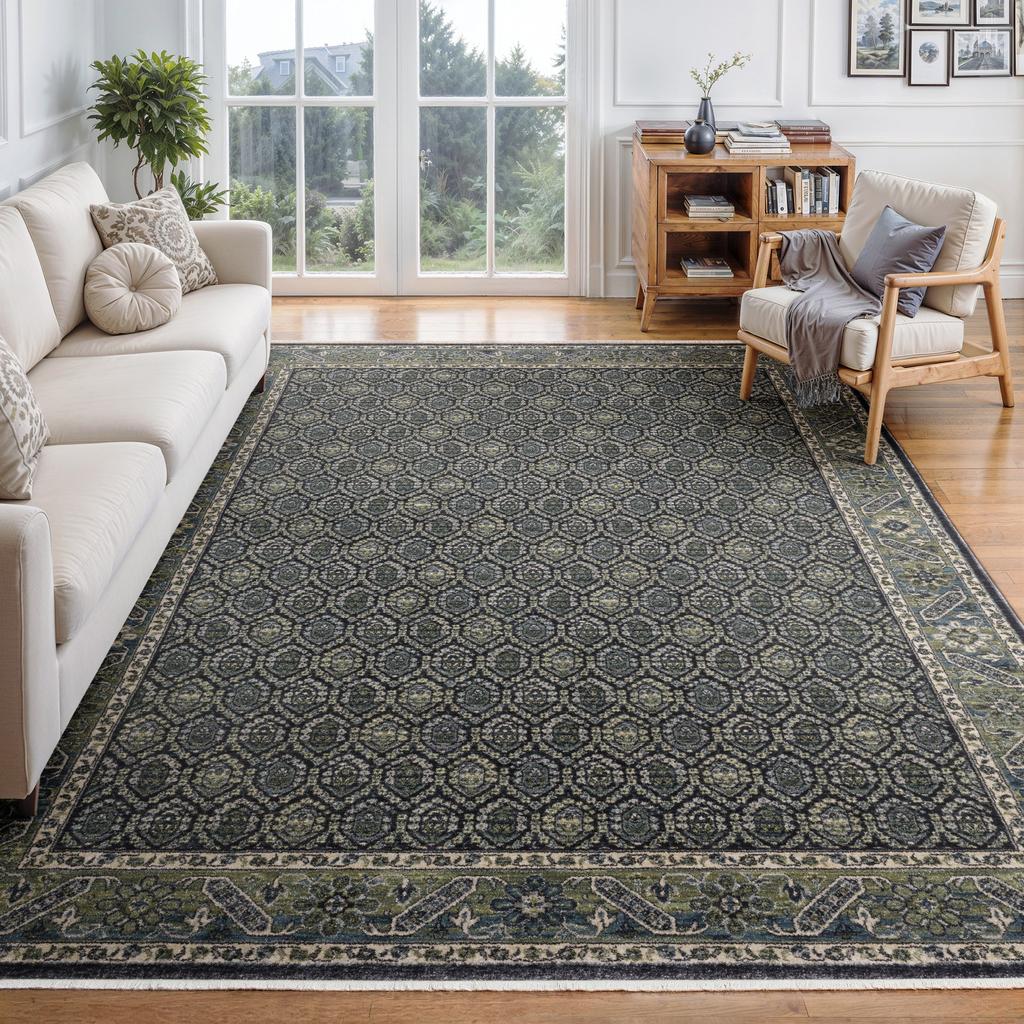 Oriental Weavers Eliana ELI01 Blue Rectangle Indoor Area Rug Oriental Pattern-
