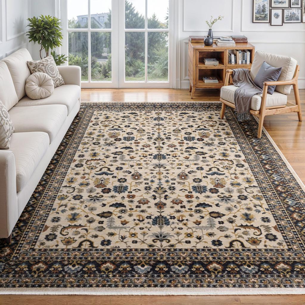 Oriental Weavers Eliana ELI02 Beige Rectangle Indoor Area Rug Oriental Pattern-