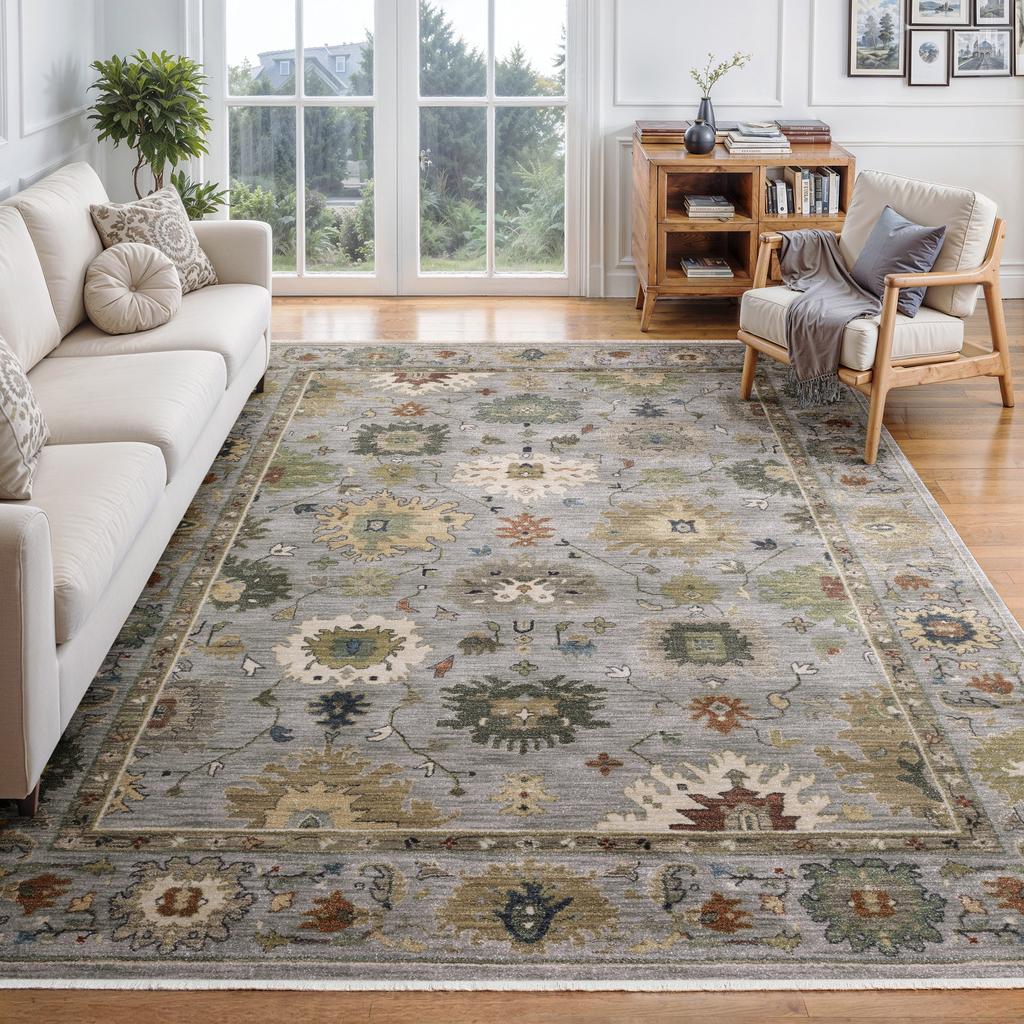 Oriental Weavers Eliana ELI03 Blue Rectangle Indoor Area Rug Floral Pattern-