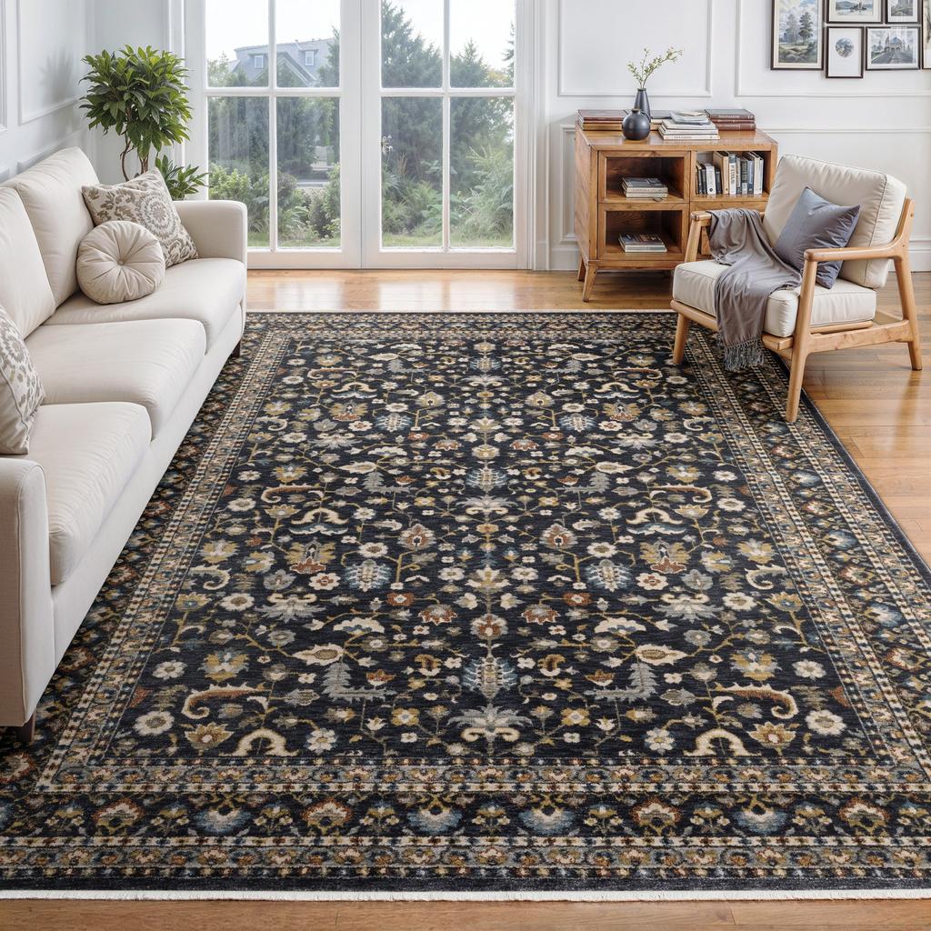 Oriental Weavers Eliana ELI04 Blue Rectangle Indoor Area Rug Oriental Pattern-