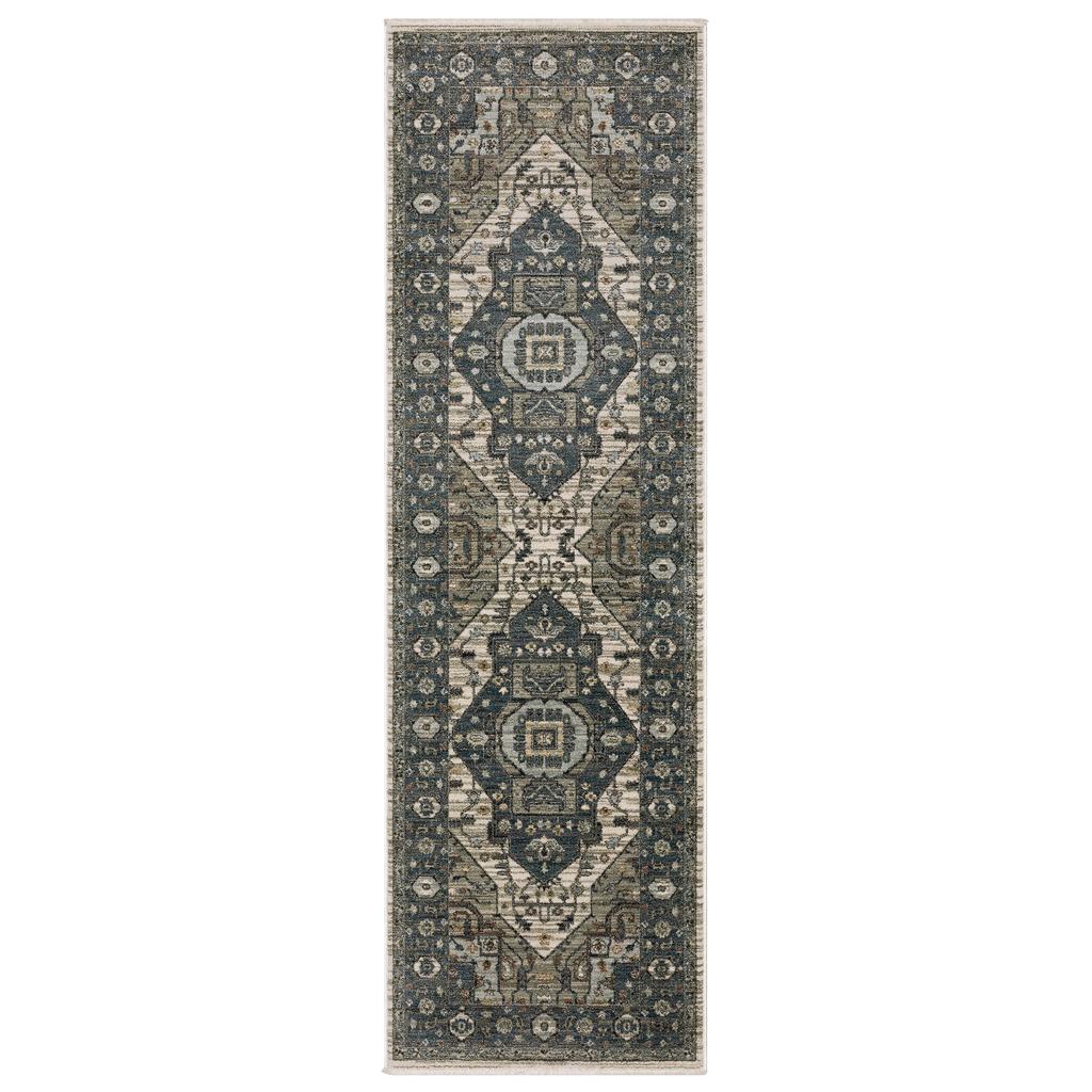 Oriental Weavers Eliana ELI05 Blue Rectangle Indoor Runner Oriental Pattern-