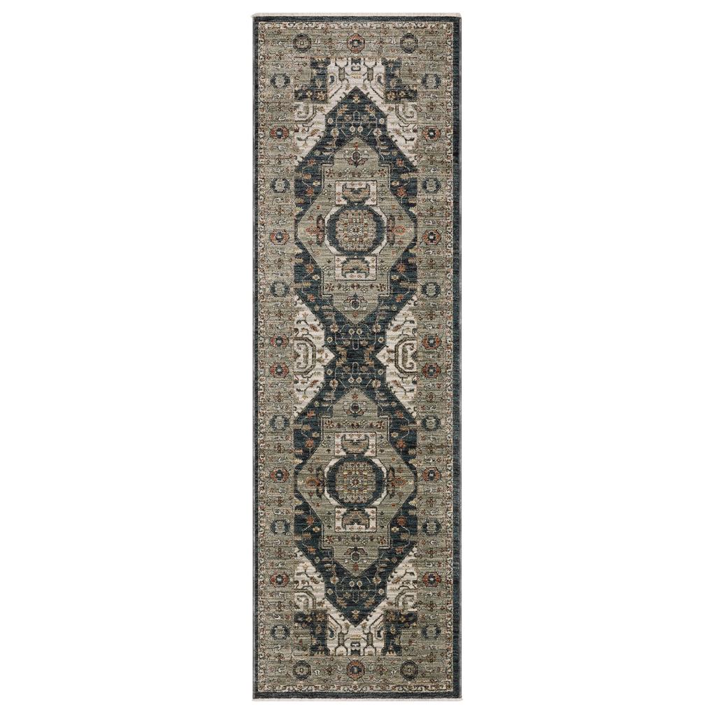 Oriental Weavers Eliana ELI07 Blue Rectangle Indoor Runner Oriental Pattern-