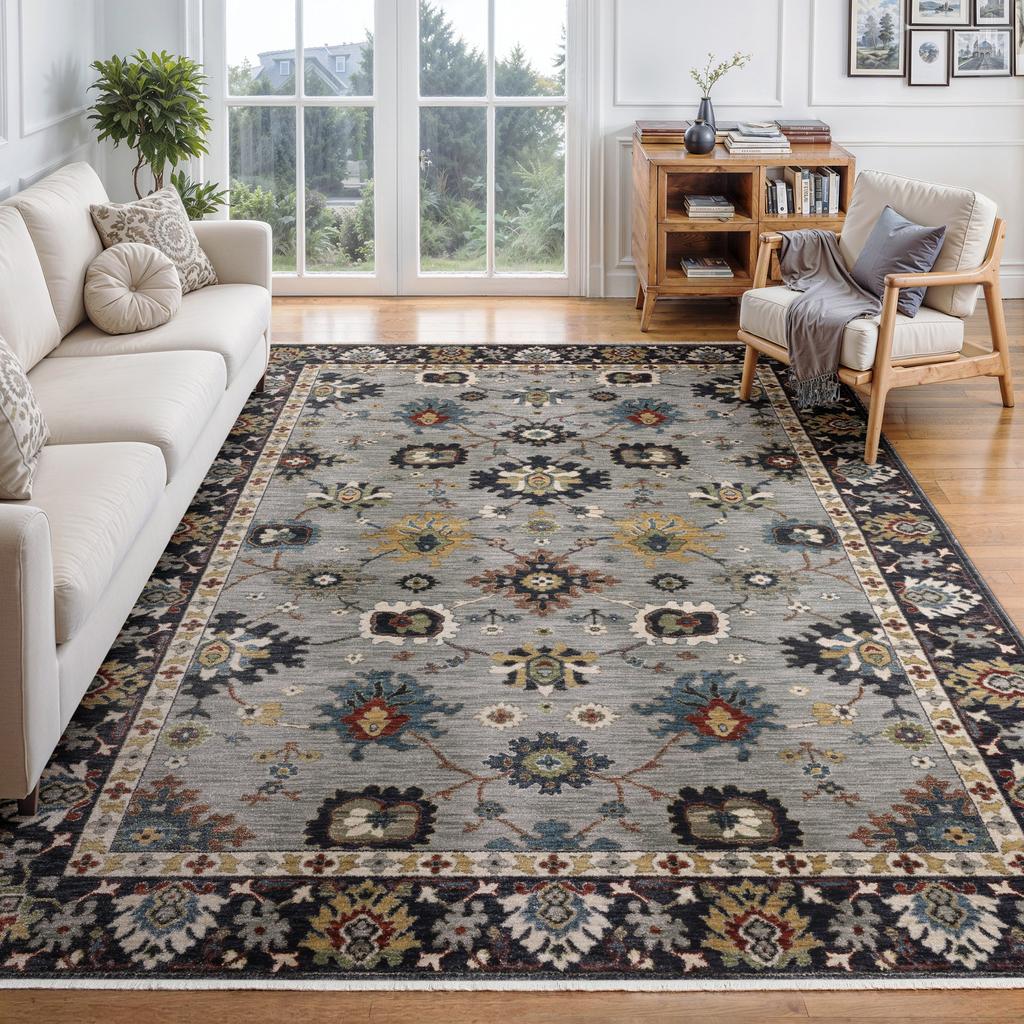 Oriental Weavers Eliana ELI08 Blue Rectangle Indoor Area Rug Oriental Pattern-