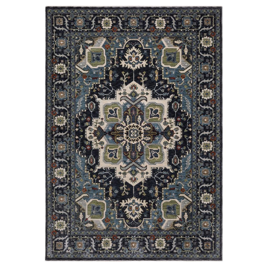 Oriental Weavers Eliana ELI09 Navy Rectangle Indoor Area Rug Oriental Pattern-