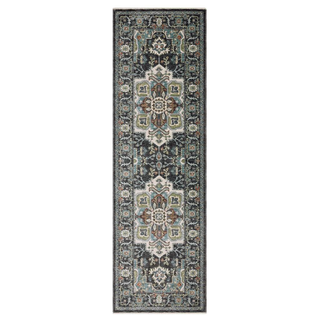 Oriental Weavers Eliana ELI09 Navy Rectangle Indoor Runner Oriental Pattern-