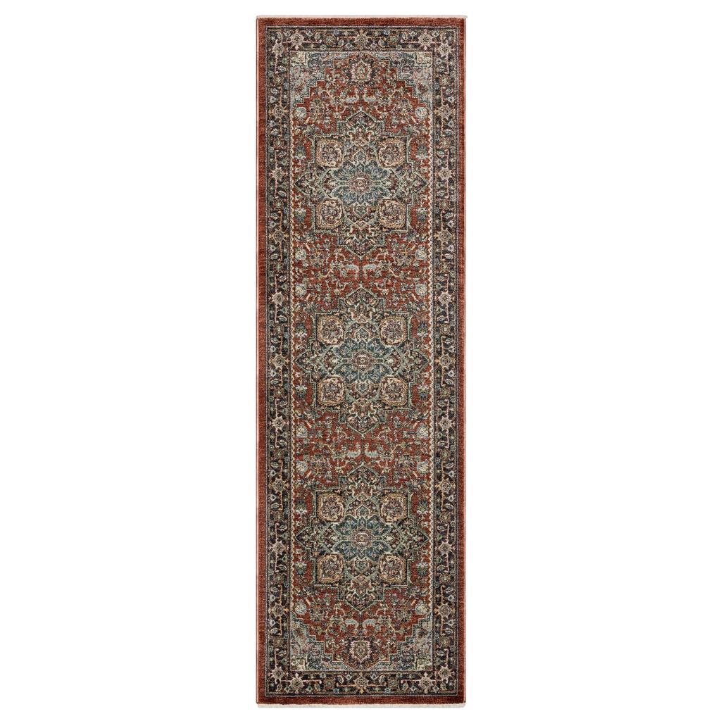 Oriental Weavers Eliana ELI11 Red Rectangle Indoor Runner Oriental Pattern-