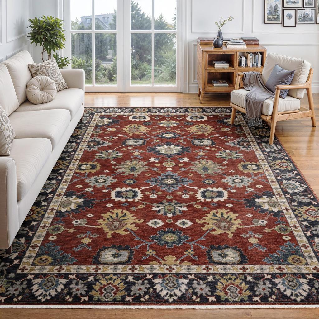 Oriental Weavers Eliana ELI12 Red Rectangle Indoor Area Rug Oriental Pattern-