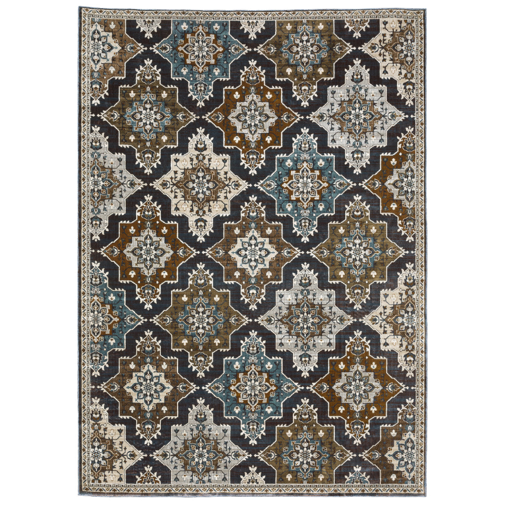 Oriental Weavers Ellington ELL07 Multicolor Rectangle Indoor Area Rug - Opulent Stain Resistant Traditional Rug with Medallion Design