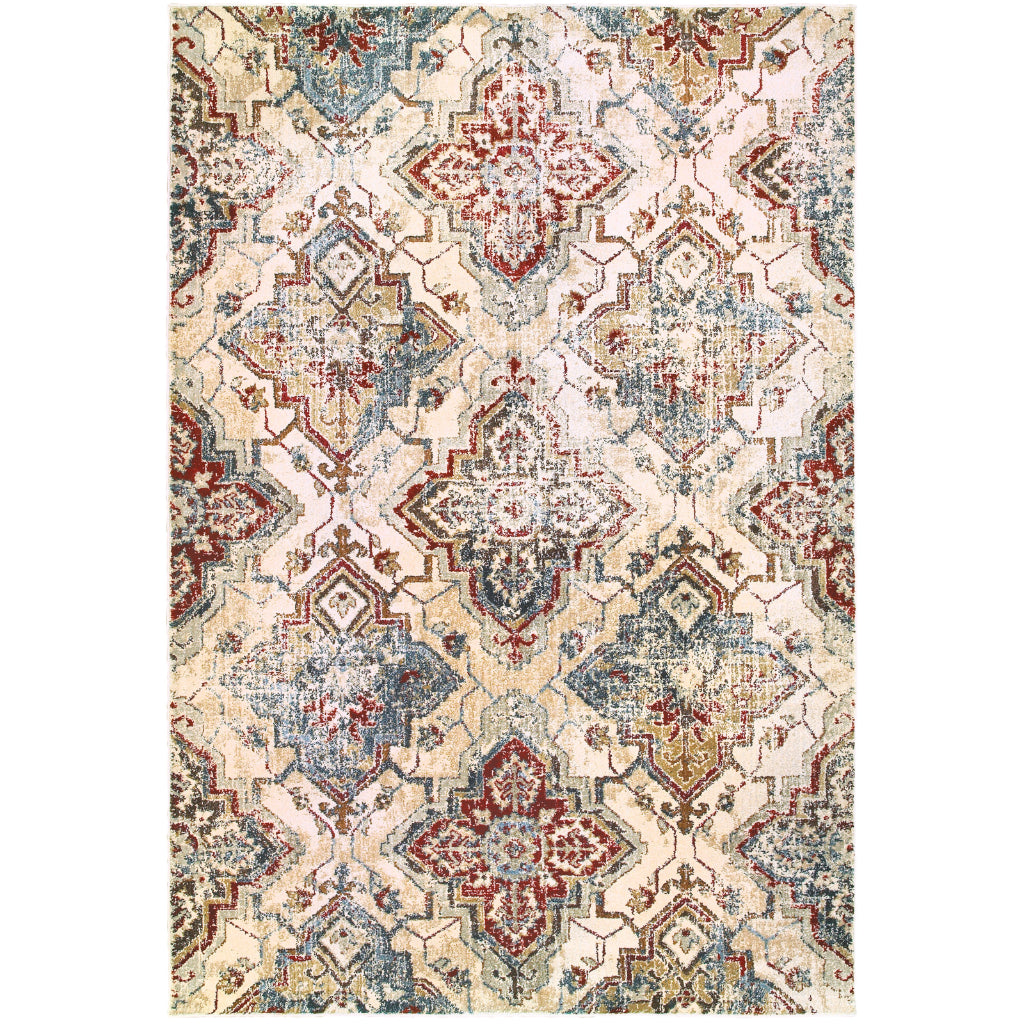 Oriental Weavers Empire 030J4 Multicolor Rectangle Indoor Area Rug - Stain Resistant Traditional Rug with Medallion Design