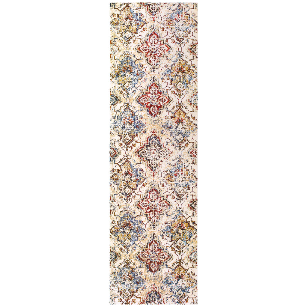 Oriental Weavers Empire 030J4 Multicolor Rectangle Indoor Runner - Stain Resistant Traditional Rug with Medallion Design