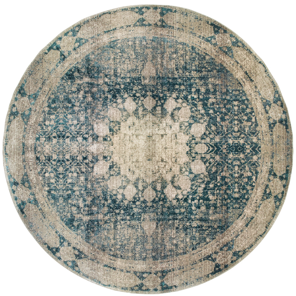 Oriental Weavers Empire 4445S Multicolor Round Indoor Area Rug - Stain Resistant Traditional Rug with Distressed Medallion Design