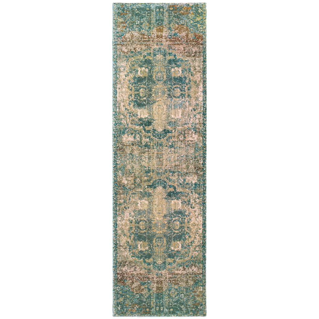 Oriental Weavers Empire 4449H Multicolor Rectangle Indoor Runner - Stain Resistant Traditional Rug with Distressed Medallion Design