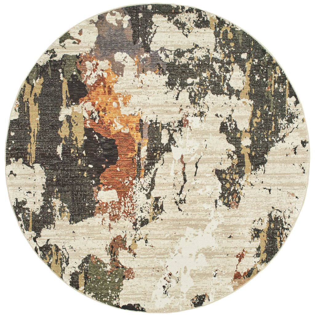 Oriental Weavers Evolution 7770J Multicolor Round Indoor Area Rug - Durable Stain Resistant Contemporary Rug with Abstract Design-