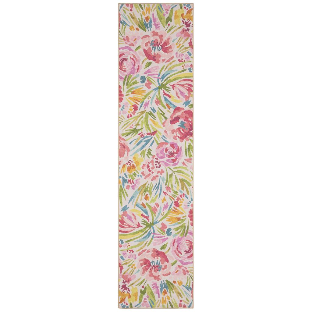 Oriental Weavers Fiji FIJ01 Beige Rectangle Indoor/Outdoor Runner Floral Pattern-