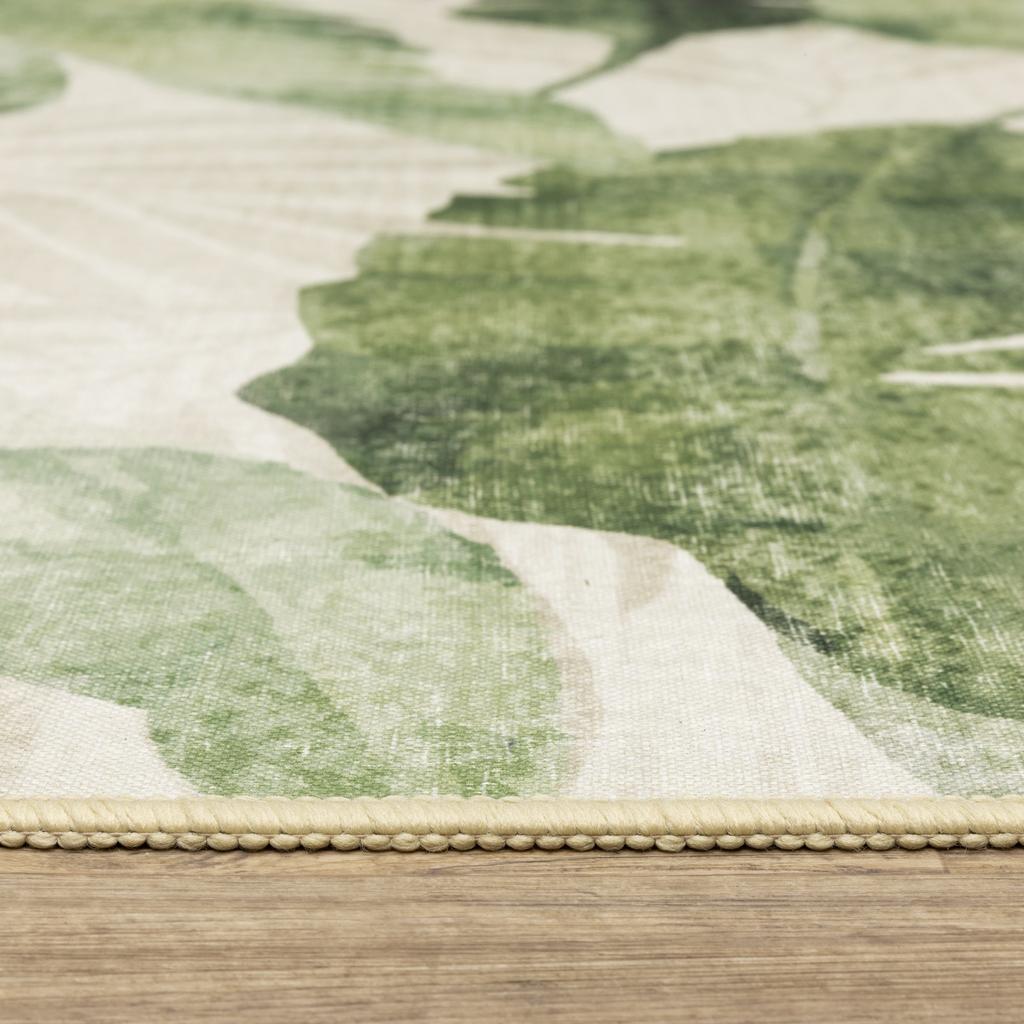 Oriental Weavers Fiji FIJ02 Beige Rectangle Indoor/Outdoor Runner Floral Pattern-