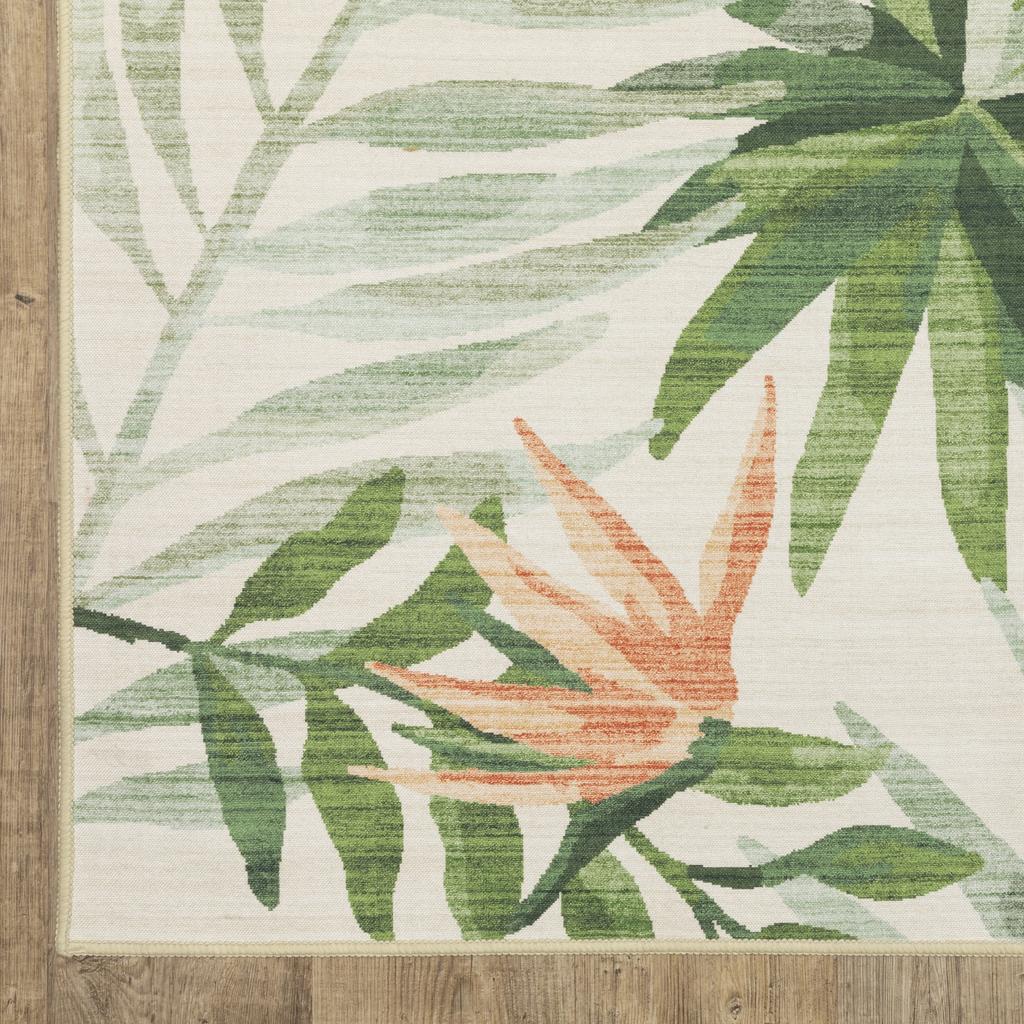 Oriental Weavers Fiji FIJ04 Beige Rectangle Indoor/Outdoor Runner Floral Pattern-