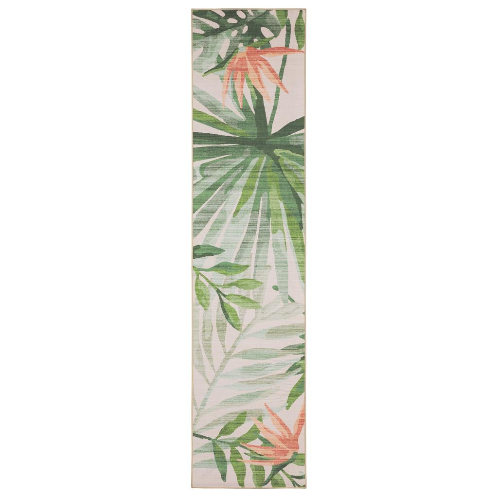 Oriental Weavers Fiji FIJ04 Beige Rectangle Indoor/Outdoor Runner Floral Pattern-