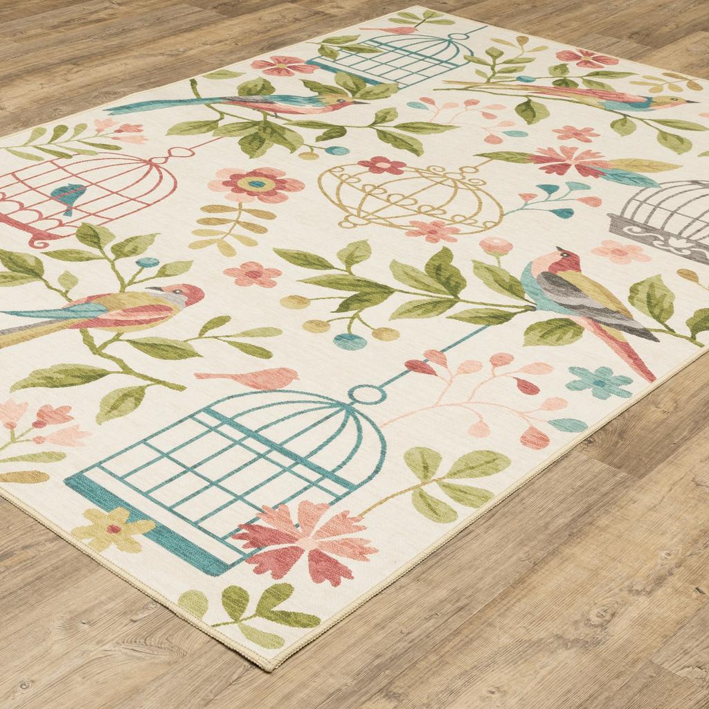 Oriental Weavers Fiji FIJ05 Beige Rectangle Indoor/Outdoor Area Rug Floral Pattern-