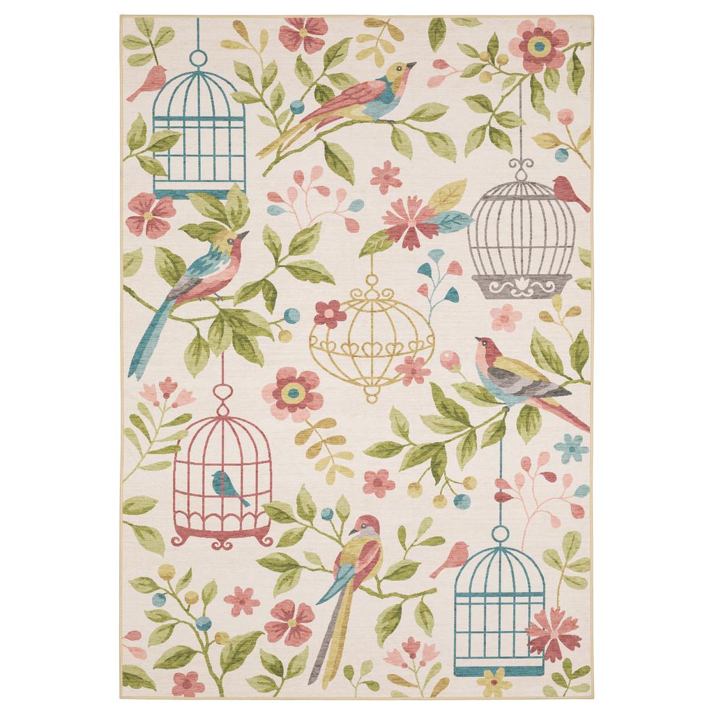 Oriental Weavers Fiji FIJ05 Beige Rectangle Indoor/Outdoor Area Rug Floral Pattern-