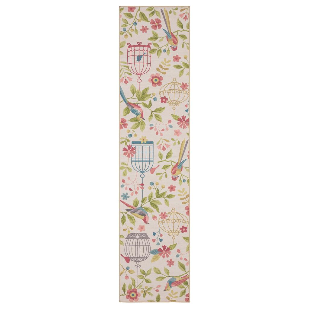 Oriental Weavers Fiji FIJ05 Beige Rectangle Indoor/Outdoor Runner Floral Pattern-