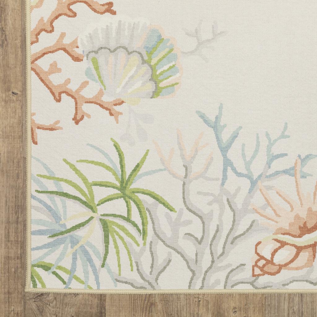 Oriental Weavers Fiji FIJ06 Beige Rectangle Indoor/Outdoor Runner Border Pattern-