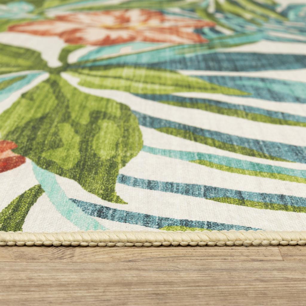 Oriental Weavers Fiji FIJ08 Pink Rectangle Indoor/Outdoor Runner Floral Pattern-